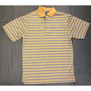 FJ Yellow And Blue Striped Polo Size Small Gold